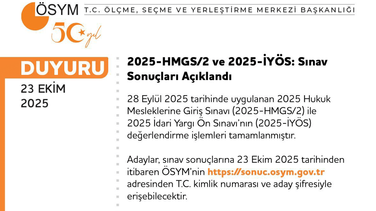 2025-HMGS/2 ve 2025-İYÖS Sınav Sonuçları Açıklandı!