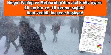 Bingöl Valiliği ve Meteoroloji'den acil kodlu uyarı: 20 cm kar ve -15 derece soğuk! Saat verildi, bu gece başlıyor!
