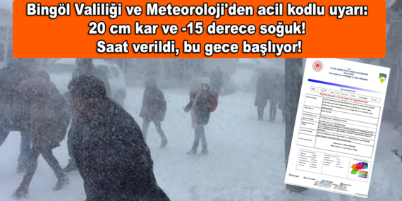 Bingöl Valiliği ve Meteoroloji'den acil kodlu uyarı: 20 cm kar ve -15 derece soğuk! Saat verildi, bu gece başlıyor!