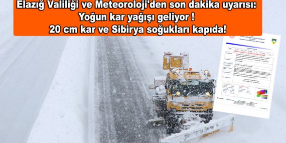 Elazığ Valiliği ve Meteoroloji'den son dakika uyarısı: Yoğun kar yağışı geliyor! 20 cm kar ve Sibirya soğukları kapıda!