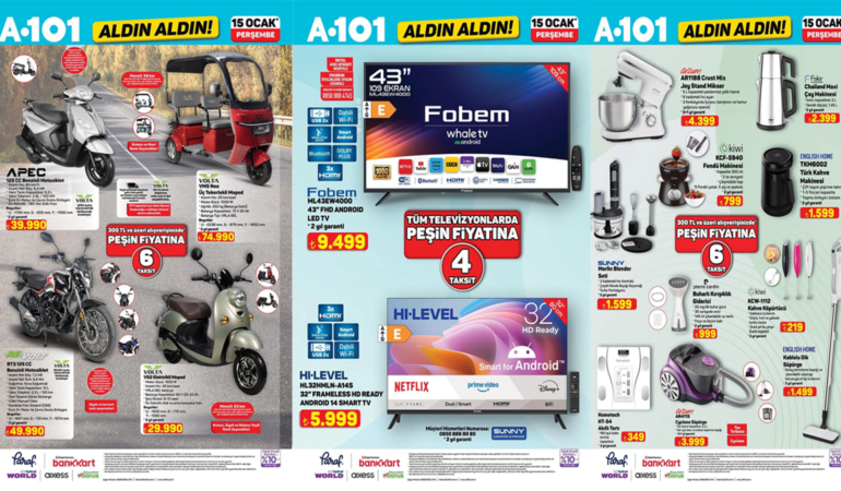 A101'e Benzinli Motosiklet ve Elektrikli Moped Geliyor! 15 Ocak Aktüel Ürünler Kataloğu Belli Oldu!