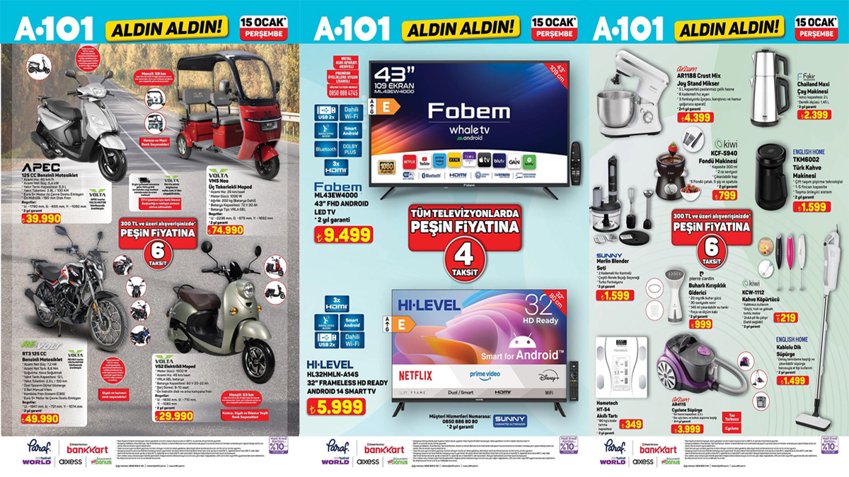 A101'e Benzinli Motosiklet ve Elektrikli Moped Geliyor! 15 Ocak Aktüel Ürünler Kataloğu Belli Oldu!