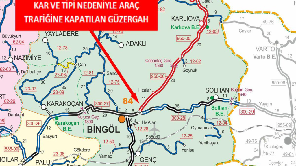 Bingöl-Erzurum Yolunda Ulaşım Durdu: Valilik Kar ve Tipi Nedeniyle Yolu Trafiğe Kapattı!