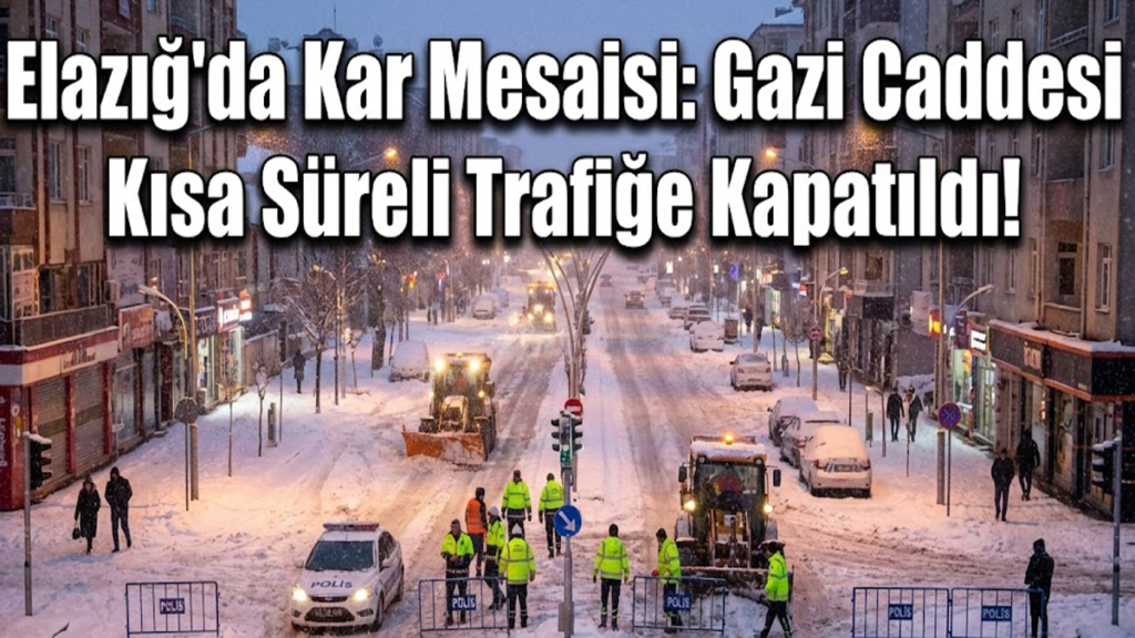 Elazığ'da Kar Mesaisi: Gazi Caddesi Kısa Süreli Trafiğe Kapatıldı!
