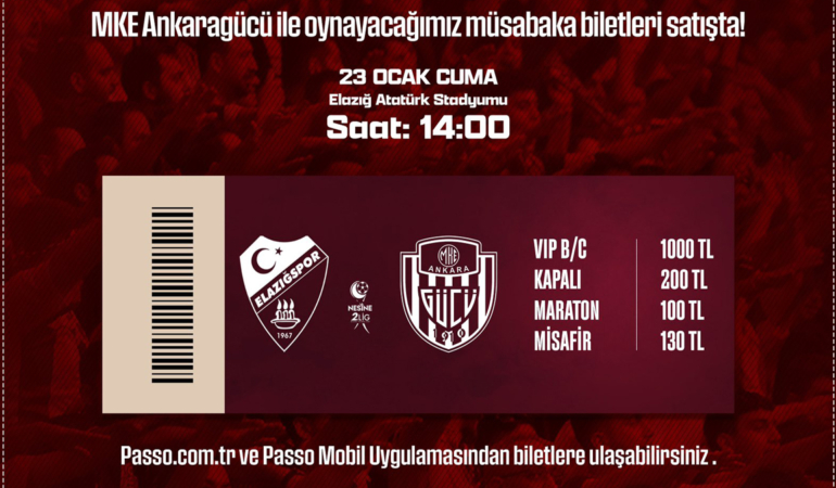 Elazığspor - Ankaragücü Maçının Biletleri Satışa Çıktı! İşte Bilet Fiyatları!
