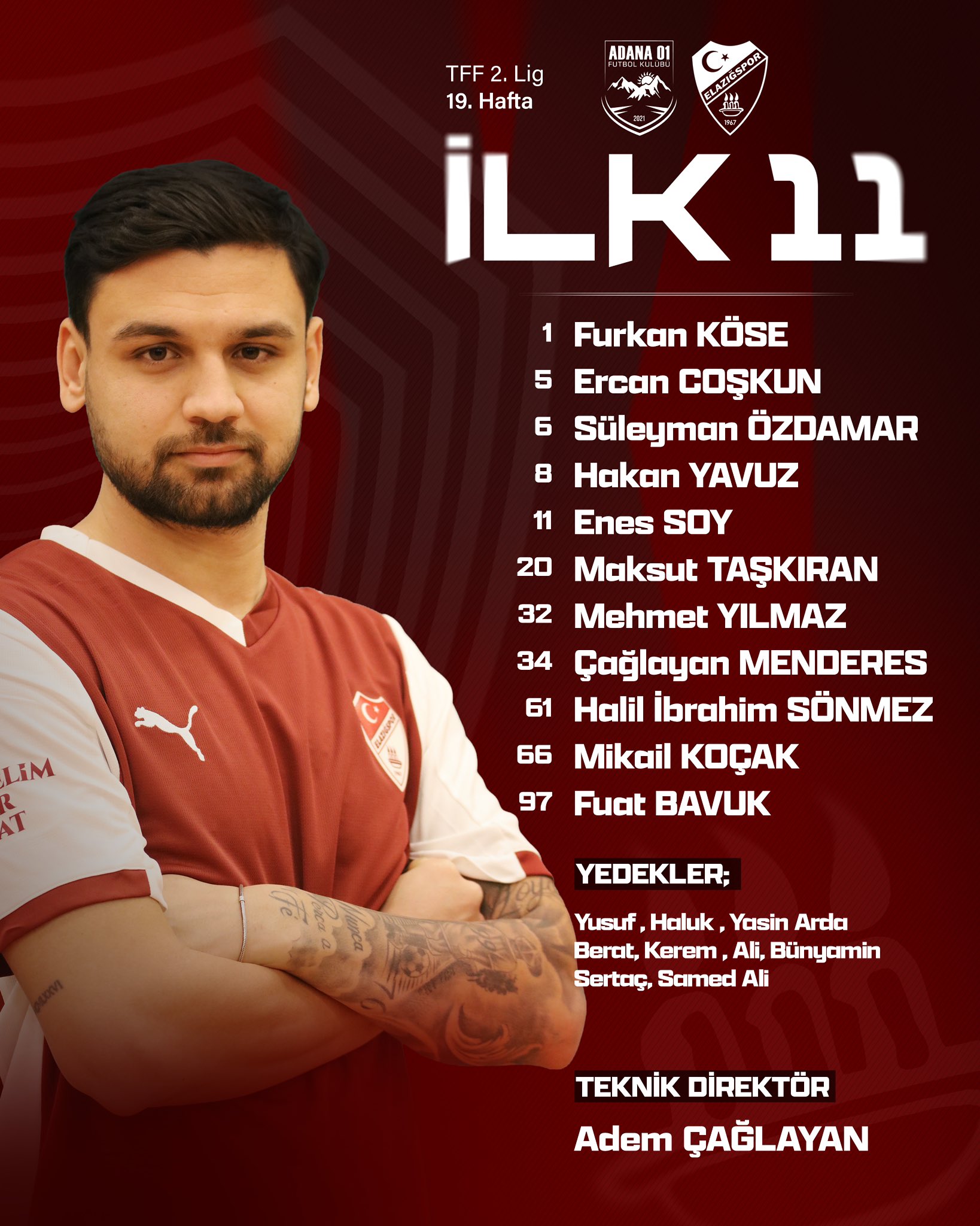 İşte Elazığspor'umuzun İlk 11'i