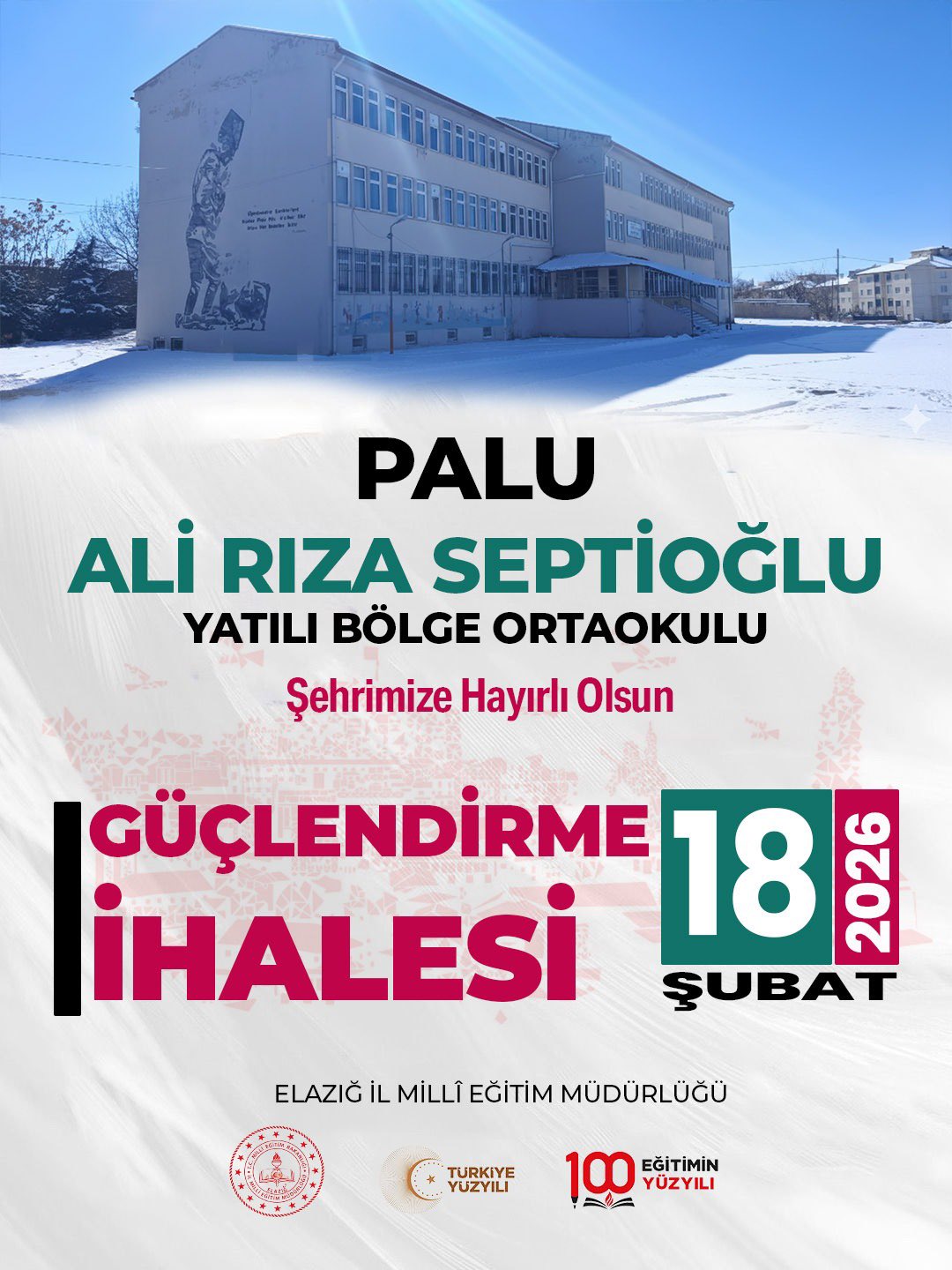 Elazığ Palu’da Eğitim Yatırımı: Ali Rıza Septioğlu YBO İçin İhale Tarihi Belli Oldu!