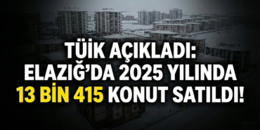 TÜİK Açıkladı: Elazığ’da 2025 Yılında 13 Bin 415 Konut Satıldı!