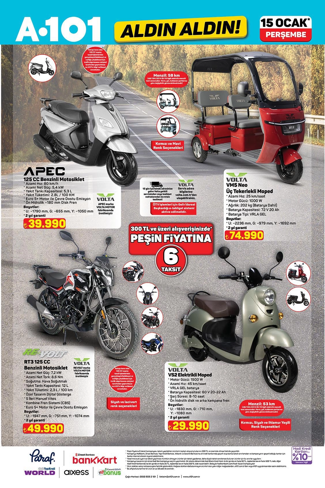 A101'e Benzinli Motosiklet ve Elektrikli Moped Geliyor! 15 Ocak Aktüel Ürünler Kataloğu Belli Oldu!