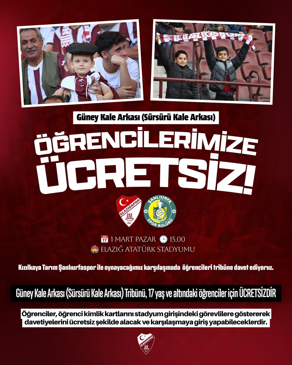 Elazığspor Şanlıurfaspor Maç Biletleri Satışa Çıktı Fiyatlar ve Ücretsiz Tribün Belli Oldu