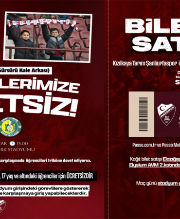 Elazığspor Şanlıurfaspor Maç Biletleri Satışa Çıktı Fiyatlar ve Ücretsiz Tribün Belli Oldu