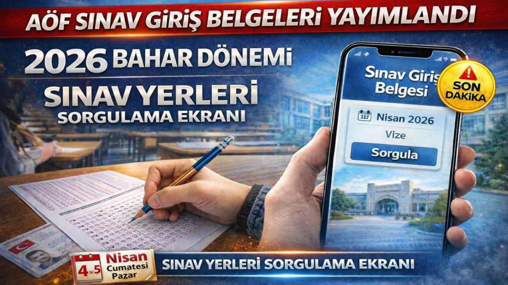 AÖF Sınav Giriş Belgeleri Yayımlandı 2026 Bahar Dönemi Sınav Yerleri Sorgulama Ekranı